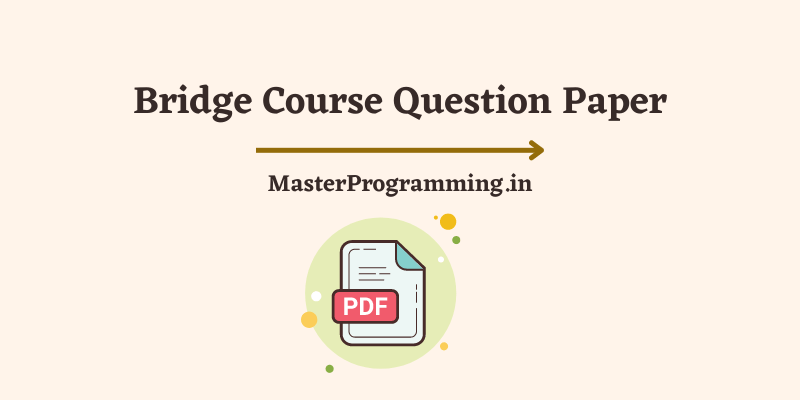 Bridge Course Question Paper