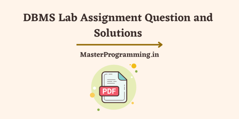 Database Management System Lab Assignment Exercise Question and There Solutions