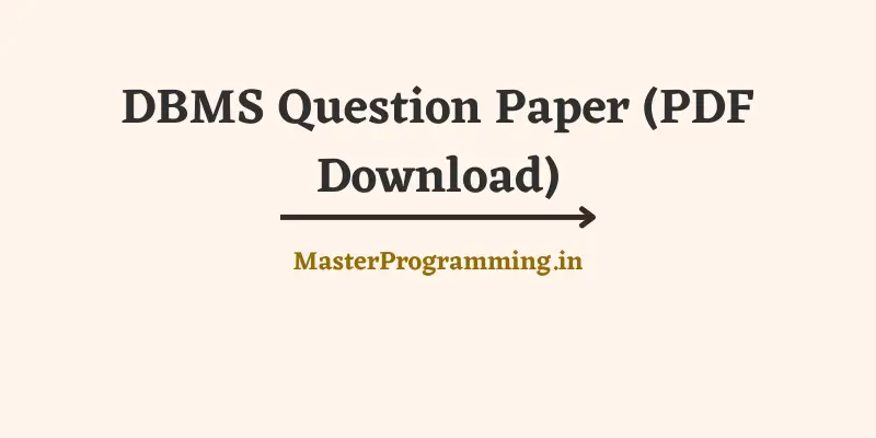 DBMS Question Paper